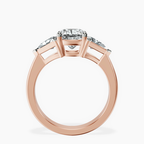 Caroline Three Stone Side Trillion Lab Diamond Ring left view
