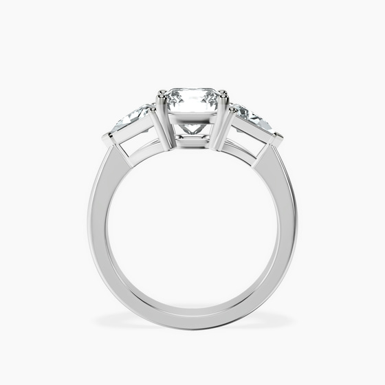 Caroline Three Stone Side Trillion Lab Diamond Ring left view