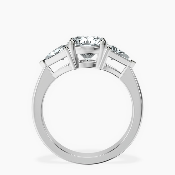 Caroline Three Stone Side Trillion Lab Diamond Ring left view