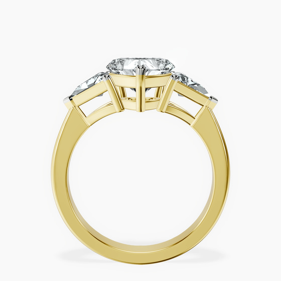 Caroline Three Stone Side Trillion Lab Diamond Ring left view