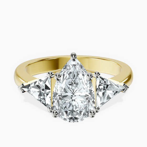 Caroline Three Stone Side Trillion Lab Diamond Ring front view