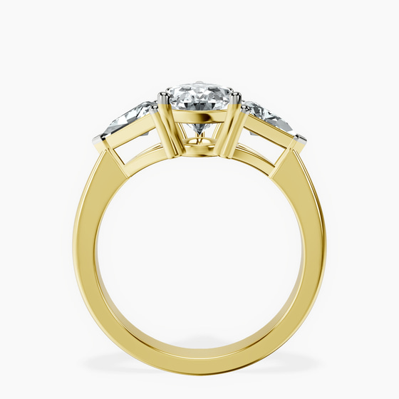 Caroline Three Stone Side Trillion Lab Diamond Ring left view