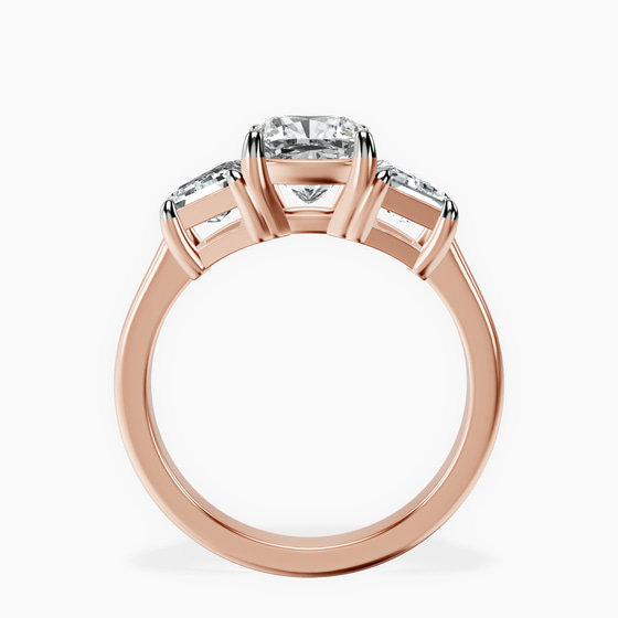 Dianna Three Stone Side Trapezium Lab Diamond Ring left view