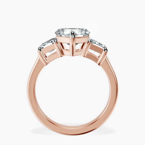 Dianna Three Stone Side Trapezium Lab Diamond Ring left view