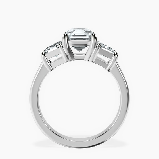 Dianna Three Stone Side Trapezium Lab Diamond Ring left view