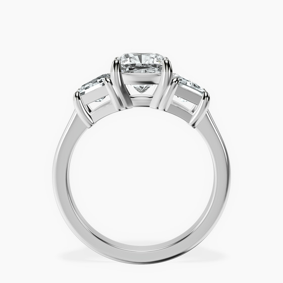 Dianna Three Stone Side Trapezium Lab Diamond Ring left view