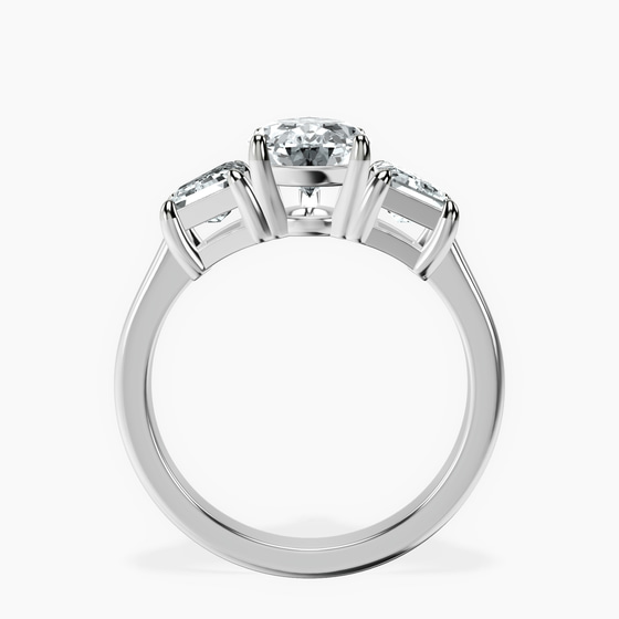 Dianna Three Stone Side Trapezium Lab Diamond Ring left view