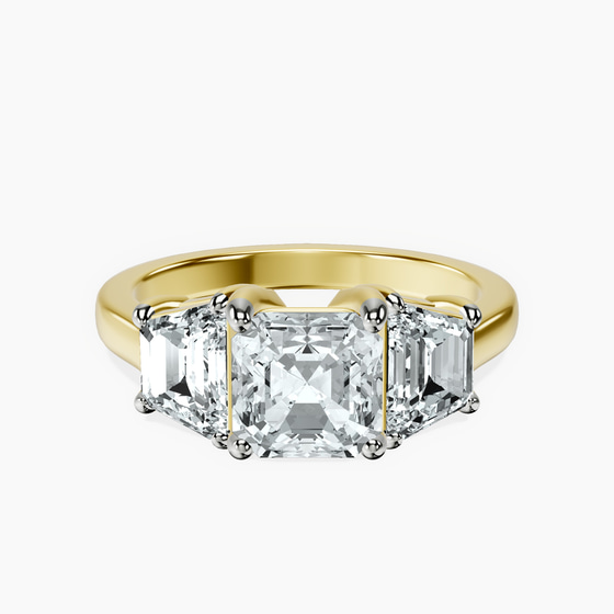 Dianna Three Stone Side Trapezium Lab Diamond Ring front view