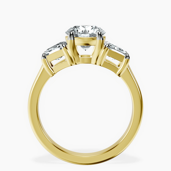 Dianna Three Stone Side Trapezium Lab Diamond Ring left view