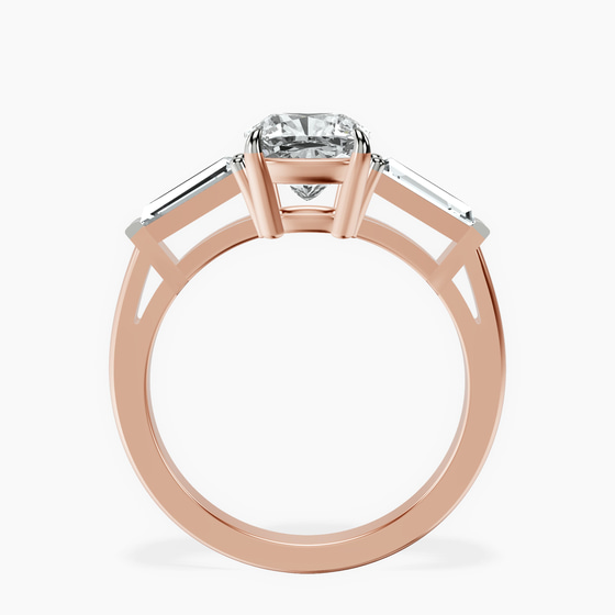 Madison Three Stone Side Baguette Lab Diamond Ring left view