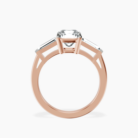 Madison Three Stone Side Baguette Lab Diamond Ring left view