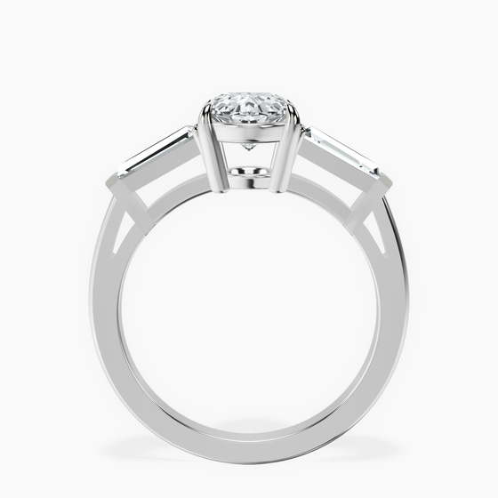Madison Three Stone Side Baguette Lab Diamond Ring left view