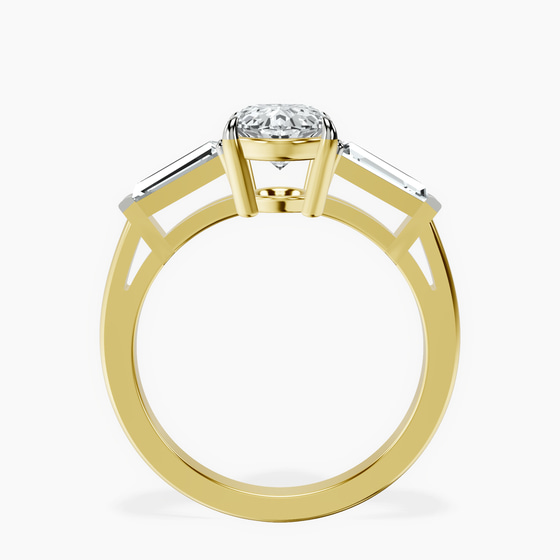 Madison Three Stone Side Baguette Lab Diamond Ring left view