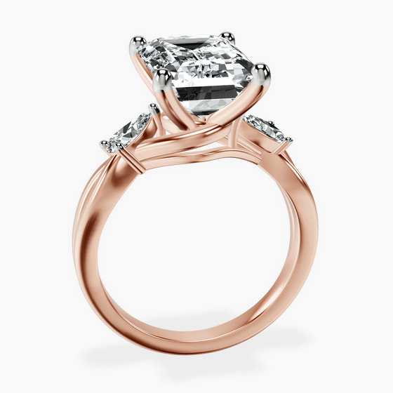 Odette Three Stone Bypass Lab Diamond Ring left view