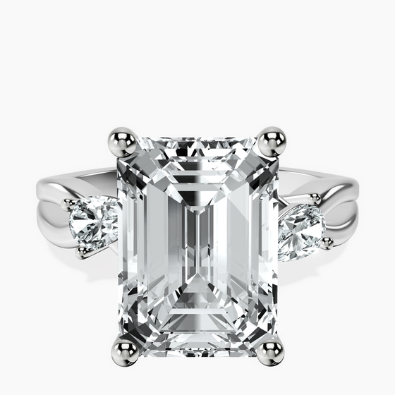 Odette Three Stone Bypass Lab Diamond Ring front view
