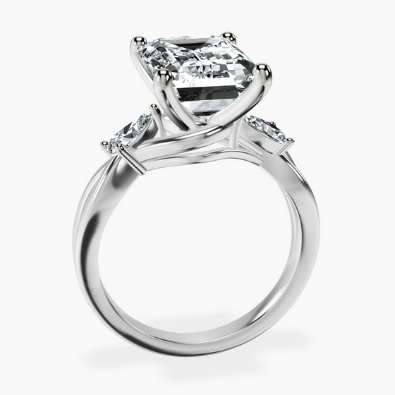 Odette Three Stone Bypass Lab Diamond Ring left view