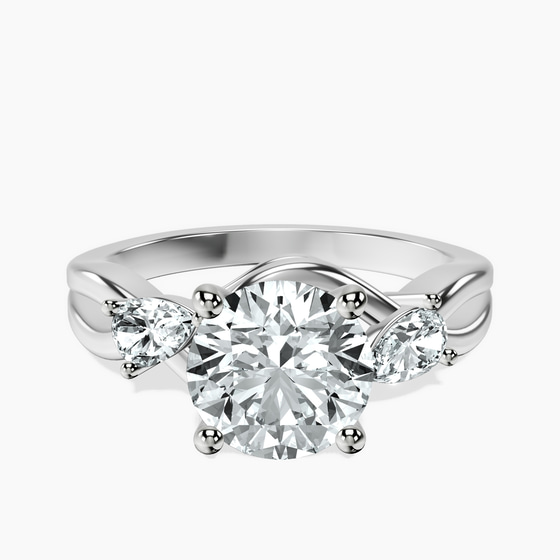 Odette Three Stone Bypass Lab Diamond Ring front view