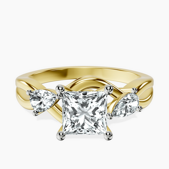 Odette Three Stone Bypass Lab Diamond Ring front view