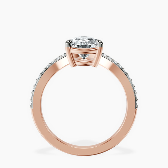 Zelda Classic Chevron Lab Diamond Ring left view