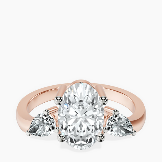 Joella Three Stone Chevron Lab Diamond Ring front view