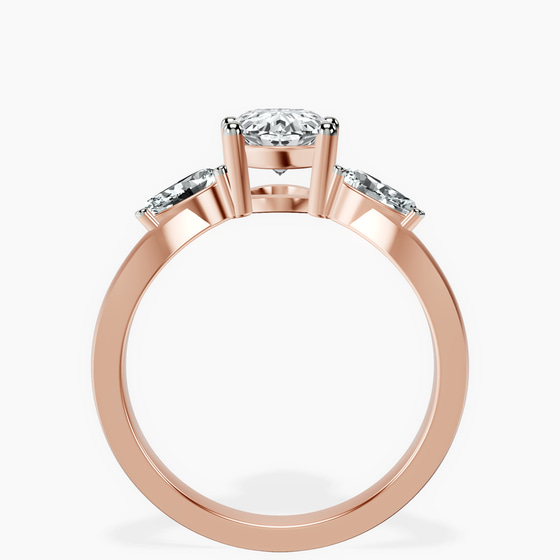 Joella Three Stone Chevron Lab Diamond Ring left view