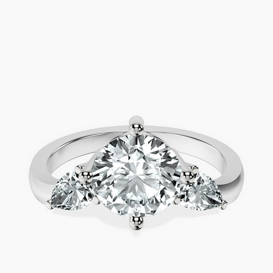 Joella Three Stone Chevron Lab Diamond Ring front view