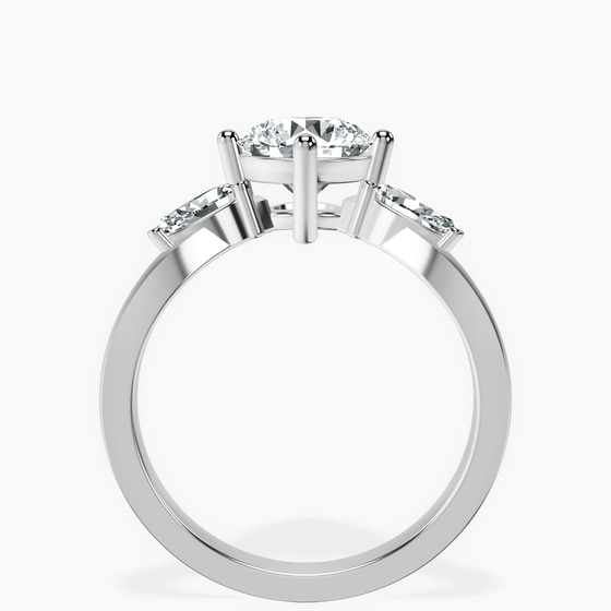 Joella Three Stone Chevron Lab Diamond Ring left view