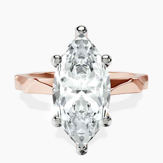 Magnolia Texture Solitaire Lab Diamond Ring front view