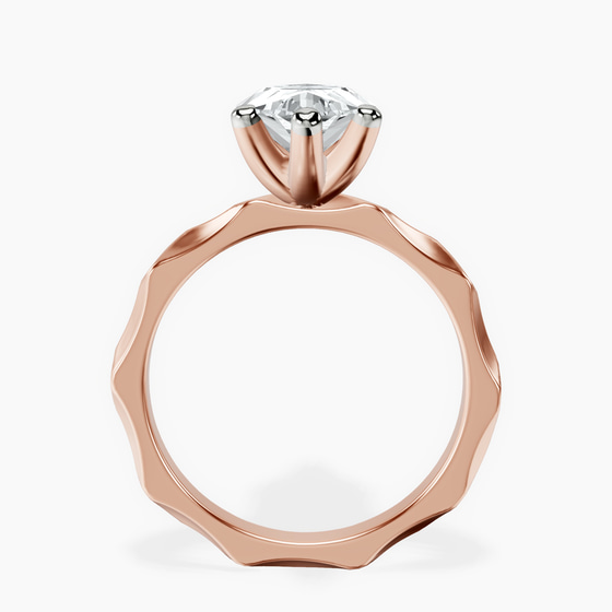 Magnolia Texture Solitaire Lab Diamond Ring left view