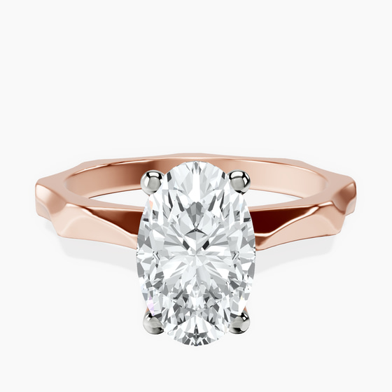 Magnolia Texture Solitaire Lab Diamond Ring front view