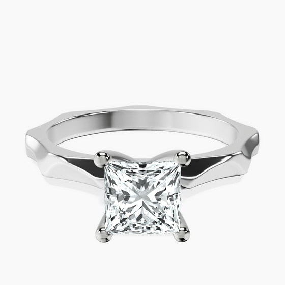 Magnolia Texture Solitaire Lab Diamond Ring front view