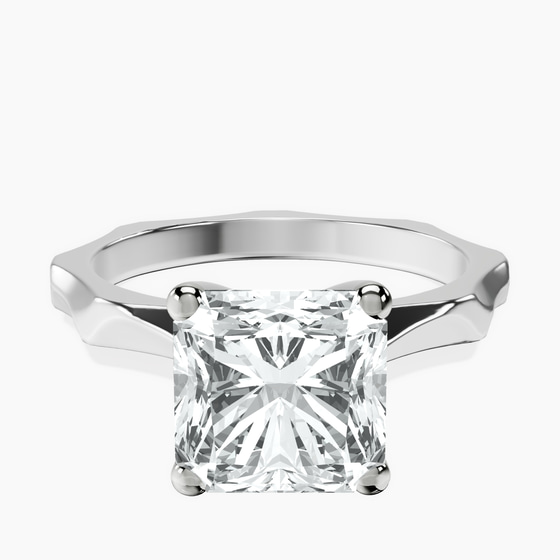 Magnolia Texture Solitaire Lab Diamond Ring front view