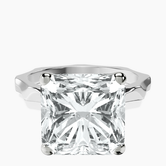 Magnolia Texture Solitaire Lab Diamond Ring front view