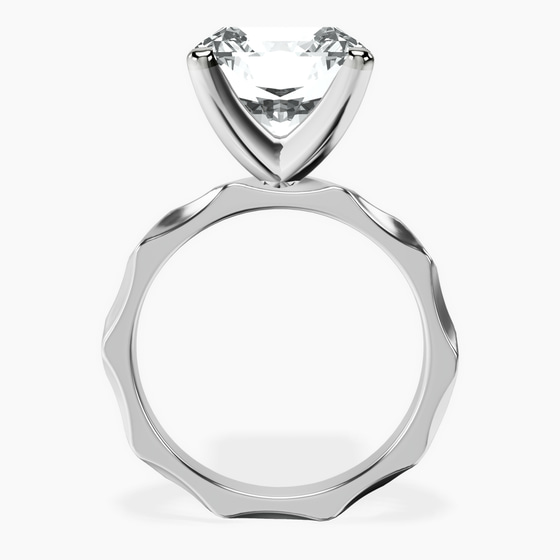 Magnolia Texture Solitaire Lab Diamond Ring left view