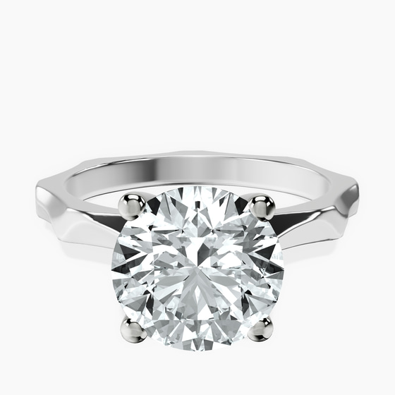 Magnolia Texture Solitaire Lab Diamond Ring front view