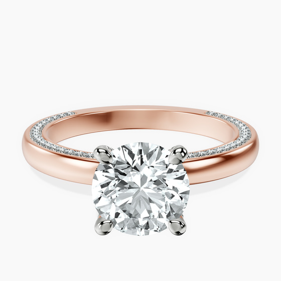 Edith Lab Diamond Studded Petite Solitaire Lab Diamond Ring front view