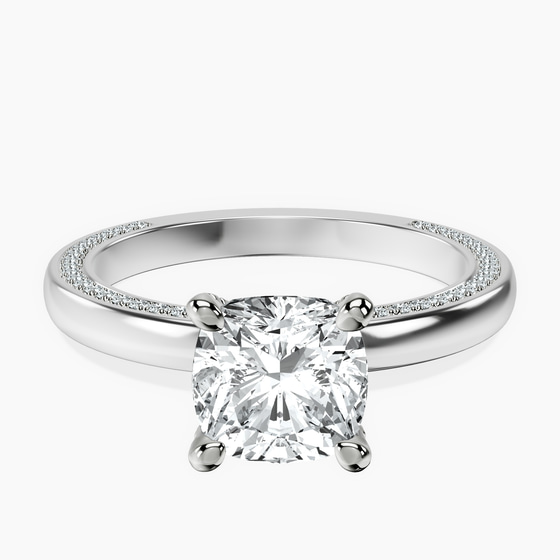 Edith Lab Diamond Studded Petite Solitaire Lab Diamond Ring front view