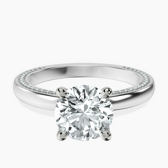 Edith Lab Diamond Studded Petite Solitaire Lab Diamond Ring front view