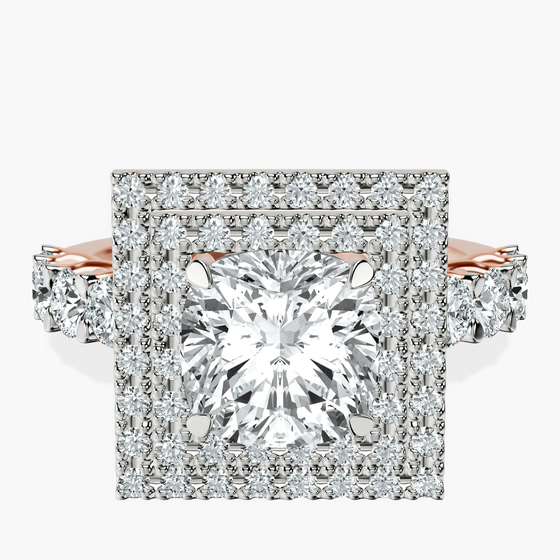 Crowned Cresta Double Halo Lab Diamond Ring front view