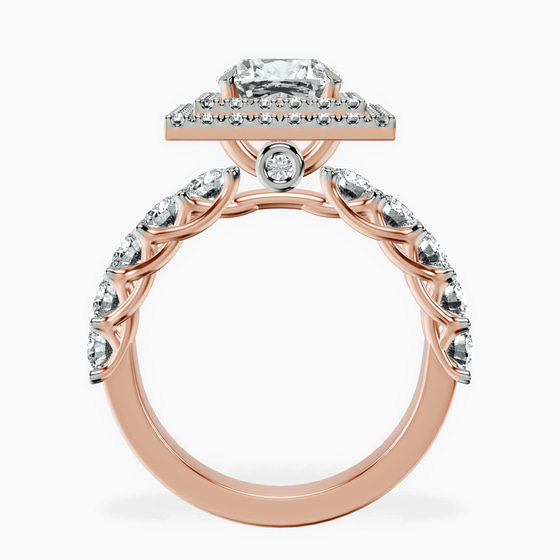 Crowned Cresta Double Halo Lab Diamond Ring left view