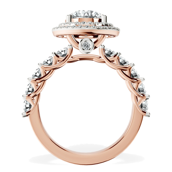 Crowned Cresta Double Halo Lab Diamond Ring top view