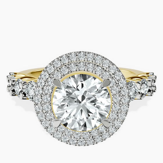 Crowned Cresta Double Halo Lab Diamond Ring front view