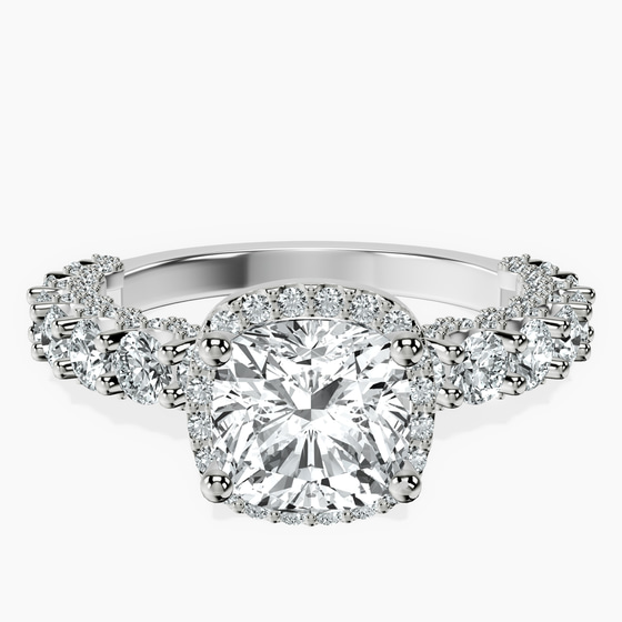 Enchanté Side Stones Halo Lab Diamond Ring front view