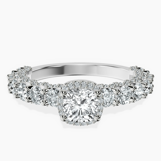Enchanté Side Stones Halo Lab Diamond Ring front view