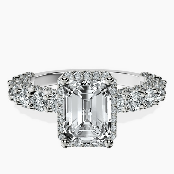 Enchanté Side Stones Halo Lab Diamond Ring front view