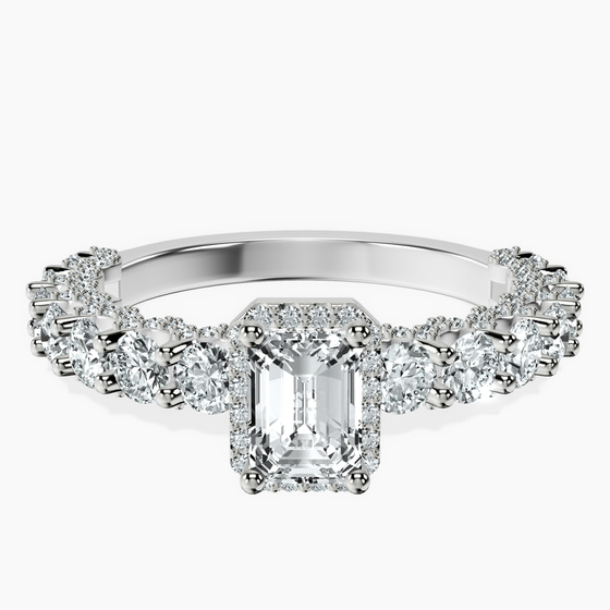 Enchanté Side Stones Halo Lab Diamond Ring front view