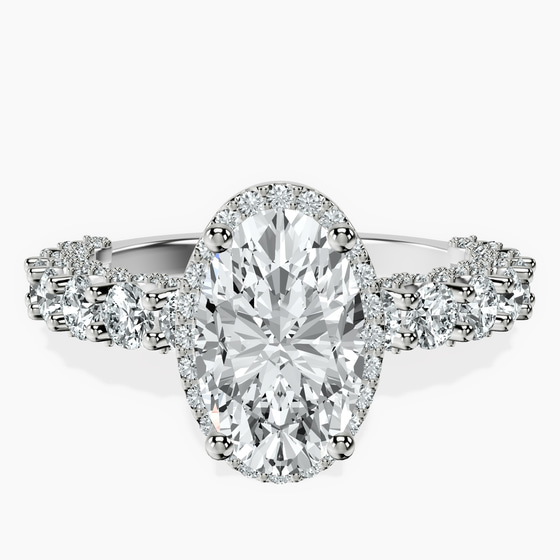 Enchanté Side Stones Halo Lab Diamond Ring front view