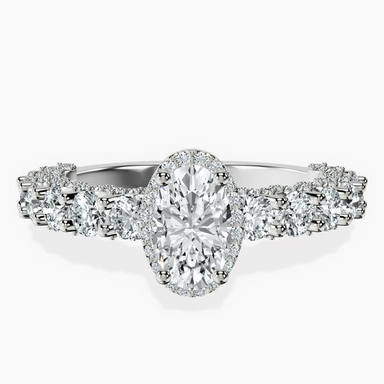 Enchanté Side Stones Halo Lab Diamond Ring front view