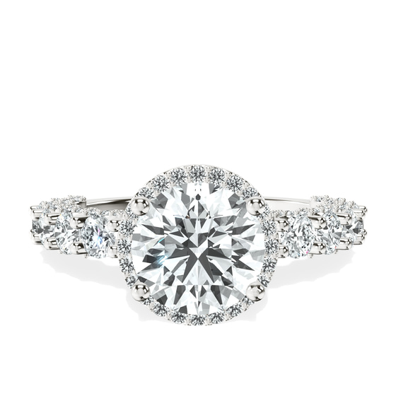 Enchanté Side Stones Halo Lab Diamond Ring front view