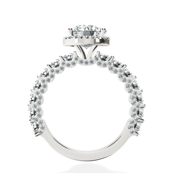 Enchanté Side Stones Halo Lab Diamond Ring top view